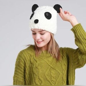 TERRANOVA Panda Knit Winter Y2K Beanie One Size